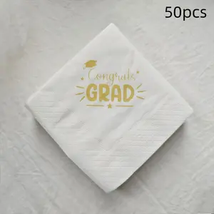 50pcs/pack Congrats Grad Napkins, Graduation Party Table Decor, Class of 2026 You Did It, Graduation Decorative Napkins, Party Supplies