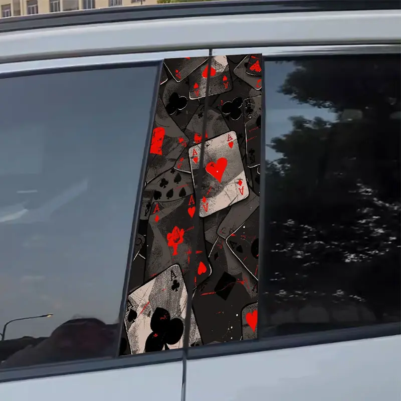 Car Pillar Sticker Tt005-2, Waterproof Sunproof Poker Design, Scratch Cover Decal, Durable Auto Interior Accessory, Car Decals, Sticker for cars