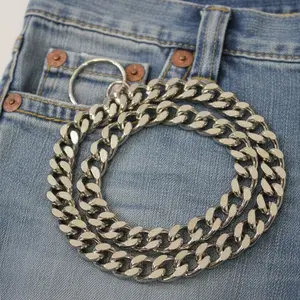 NEW Men's Biker Fashion Wallet Chunky Chain Metal Thich Links Keychain Long Strand 31" Silver Color