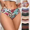 Women's Wave Edge Seamless Triangle Panties, Leopard Print Cherry Colorful Print, Comfortable Breathable Low Rise Underwear, All Seasons