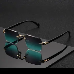 Unisex Retro Rectangle Rimless Sunglasses – Vintage Ins Trendy Fashion Casual Shades For Men Women