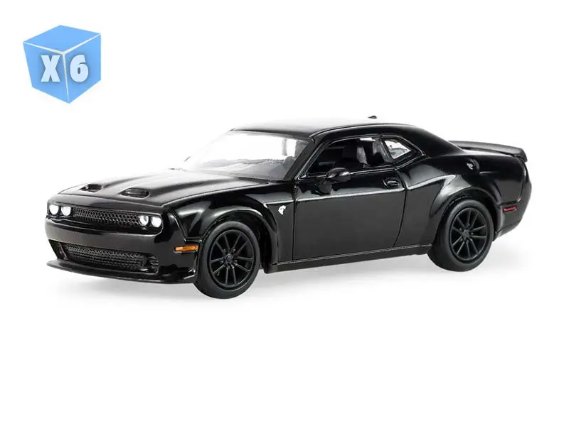 6 PACK 2023 Dodge Challenger SRT Hellcat Widebody - Black (Auto Mall Series 8) Diecast 1:64 Scale Model - Greenlight 68080B
