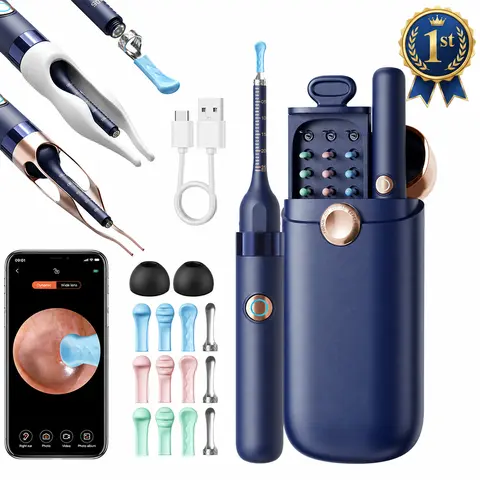 Professional Smart Earwax Remover with 8MP HD Camera & Tweezers, Wireless Otoscope Light Ear Cleaner Tool Kit with Storage Case for Adults & Kids