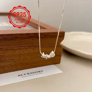Small broken silver necklace, 925 silver women's necklace, irregular and simple design silver texture necklace, inspired by small INS, exuding a luxurious and high-end atmosphere