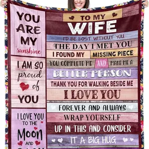 Blanket Gifts for Wife Romantic Anniversary Birthday Gifts for Wife Her I Love You Presents for Wife from Husband to My Wife Warm Gifts for Christmas Valentine's Mother's Day