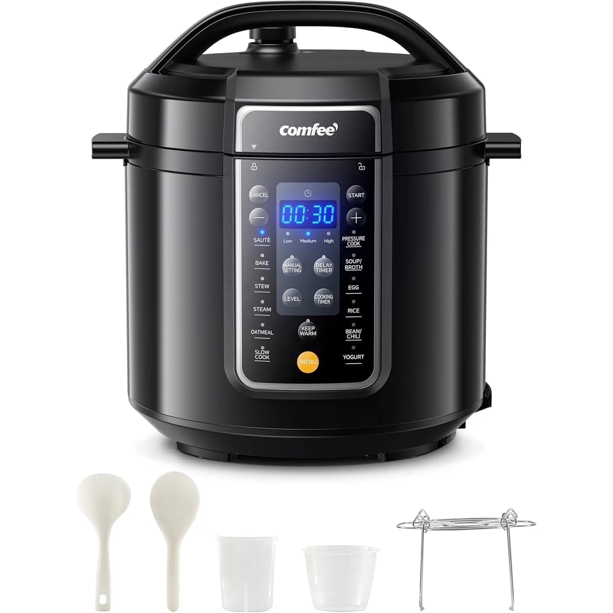 COMFEE’ 6QT Electric Pressure Cooker, 9-in-1 Instant Multi Cooker Olla de Presion Rice Cooker Slow Cooker Steamer Sauté Yogurt Maker Non-Stick Pot