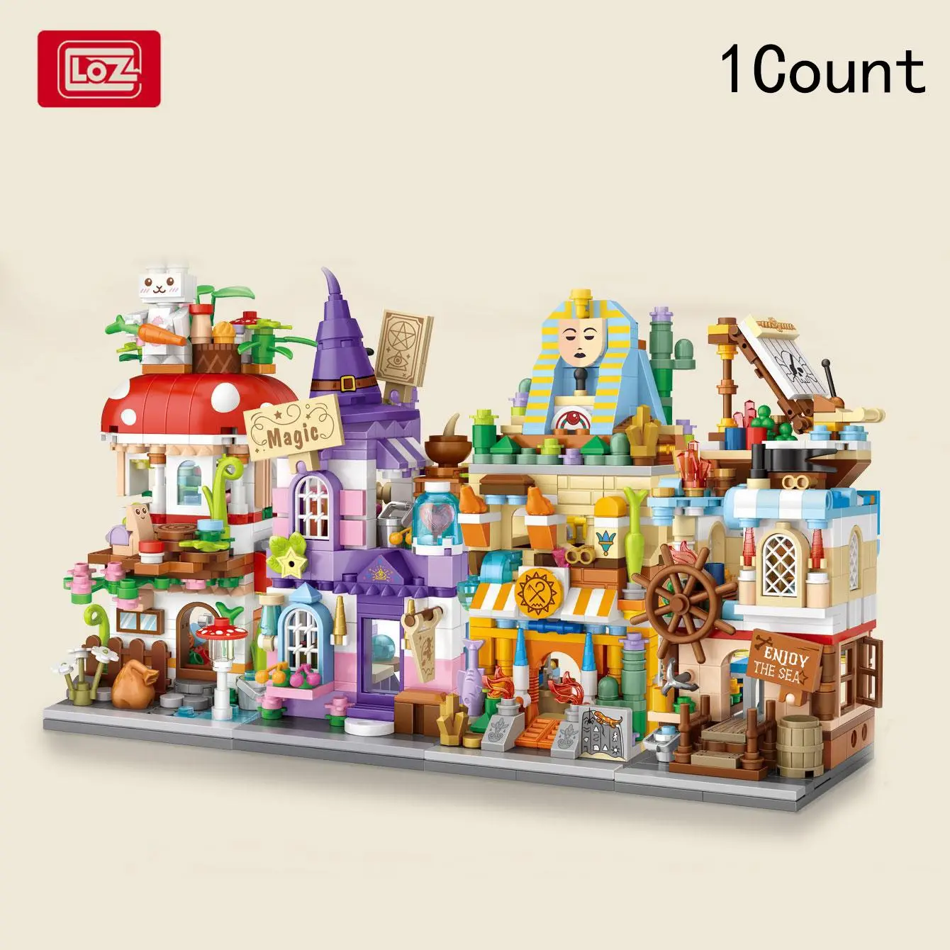 Mini House Building Blocks, Commercial Street View Building Store Model, Small Particle Assembly Block Toy for Birthday Gift