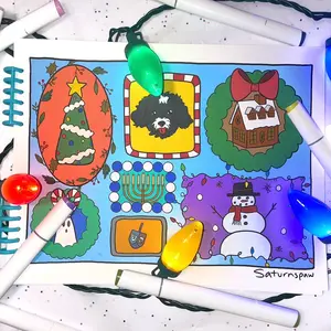 Holidays with Boo! Coloring Book for Adults and Kids: Featuring Christmas Trees, Hot Chocolate, Snowmen, Candy Canes, Gingerbread Houses, Menorah’s and More!