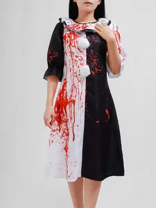 Terrifierr Cosplay Costume 1 Set Female  Horror Carnival Party Skin-Tight Killer Clowns Dress for Halloween Carnival Costume