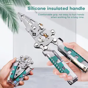 2026 Electrical Pliers, 23 In 1 Foldable Ｗire Stripper Tool with Voltage Test & Dual Alarms, Multifunctional Wire Cutters & Stylus Screwdriver for Cutting & Pulling Cable, HVAC, Car Repair Tool