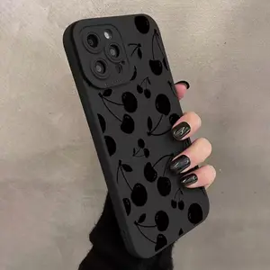 Fashion Cherry Pattern Phone Case, Soft TPU Cellphone Protective Case, Shockproof Mobile Phone Cover for iPhone 11 12 13 14 15 Pro Max