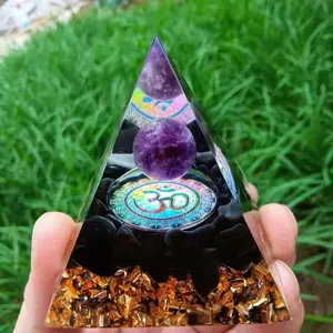 Natural Crystal Tiger Eye Orgonite Pyramid Healing Energy Generator