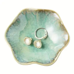 Ceramic Jewelry Tray, Oval Ring Dish & Earring Holder, Jewelry Display Tray, Home Jewelry Organizer, Desktop Storage for Home Bathroom Office, Boxes