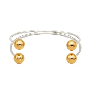 Double Open Ball End Cuff Bracelet - 304 Stainless Steel