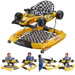 VEVOR 4-in-1 Baby Walker, Foldable Baby Activity Center on Wheels, 3 Adjustable Height, Music Toys Tray, Learning-Seated Walk-Behind Rocker Bouncer Toddler Walker for Girls Boys 6-24 MonthsVEVOR Super Brand Day