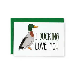 I Ducking Love You Greeting Card - 4" x 6" Blank Inside 100# White Uncoated Paper with Coordinating Envelope Made in USA