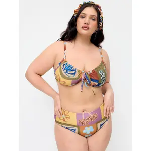 Cider Sweetheart Neckline Conversational Print Bikini Swimsuit Curve & Plus