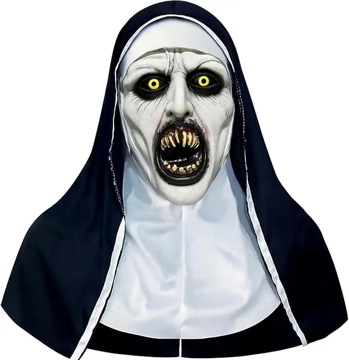 2026 Nun Horror Mask, Halloween Nun Mask, Horror Full-Head Nun Cosplay Costume Mask