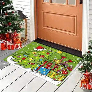 [Whoville Christmas Floor Mat] 1pc Whoville Christmas Pattern anti slip and washable floor mat, Christmas decoration, used for living room/ bedroom/ dining room/ hallway/ laundry room/ kitchen/ balcony