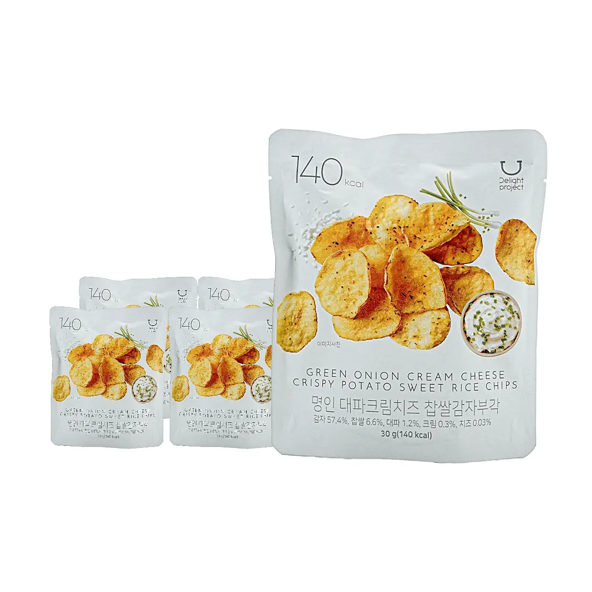 DELIGHT PROJECT Korean Savory Scallion Cream Cheese Rice Crisps 5 Pack 30g Each - Authentic Olive Young Snack