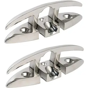 Pair of 6" Stainless Folding Cleat, Flip-up Retractable Dock Cleats - Enhance Safety and Appearance of Any Boat