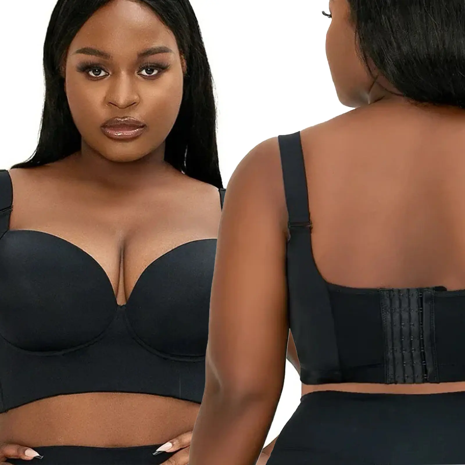 Women's Hide Back Fat Sculpting Uplift Bra Fashion Deep Cup Bra Shapewear Incorporated Back Coverage 34A to 50F Large Size Breathable Bras