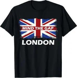 100%cotton Mind The Gap Union Jack T-Shirt London Flag British Britain T-Shirt women's  graphic  tees