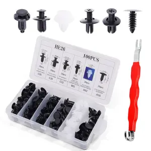 100 Pcs Bumper Clips Car Clips Plastic Rivets Fasteners Push Retainer Kit with Sizes Auto Push Pin Rivets Set