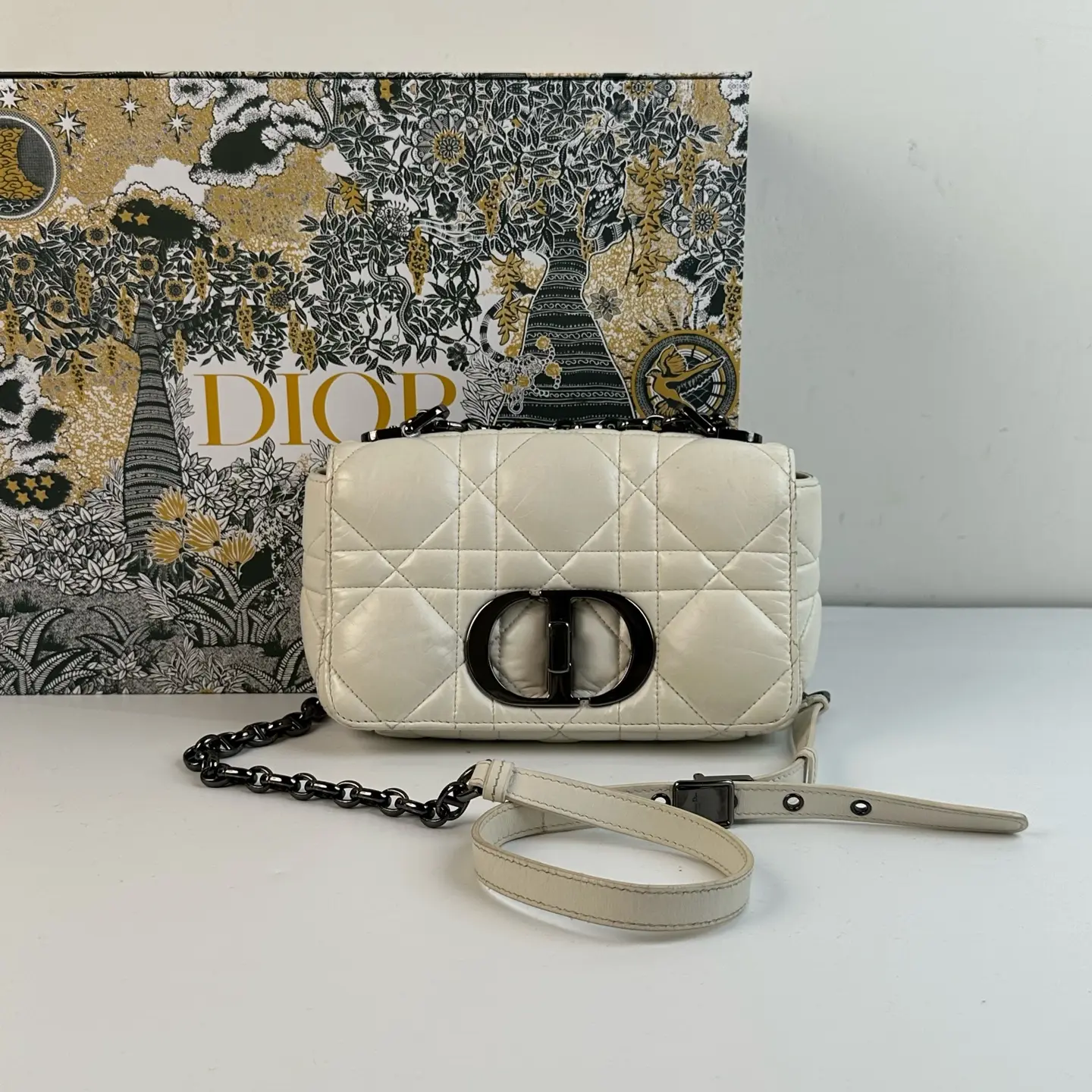 Pre-owned Dior Small Caro Quilted Calfskin Crossbody Bag						