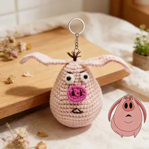 1pc In-stock hand-knitted Nezha Flying Pig material kit, including wool and crochet hook, for making a finished pig doll. Also includes Taiyi Flying Pig