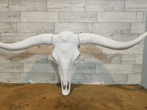 3d printed Large 23" Faux Longhorn skull-western decor- Modern Farmhouse Bull Skull Sculpture.