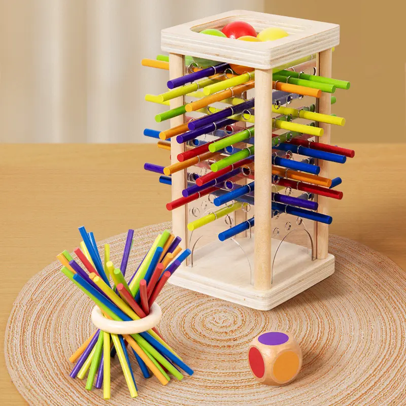 Hatwoo Wooden Stick Games, Colorful  Pulling Stick Games, Balance Stick Focus Training Multiplayer Parent-Child Interactive Board Game, Spatial Thinking Educational Toy, Christmas Halloween Gift Fun Family Party Games