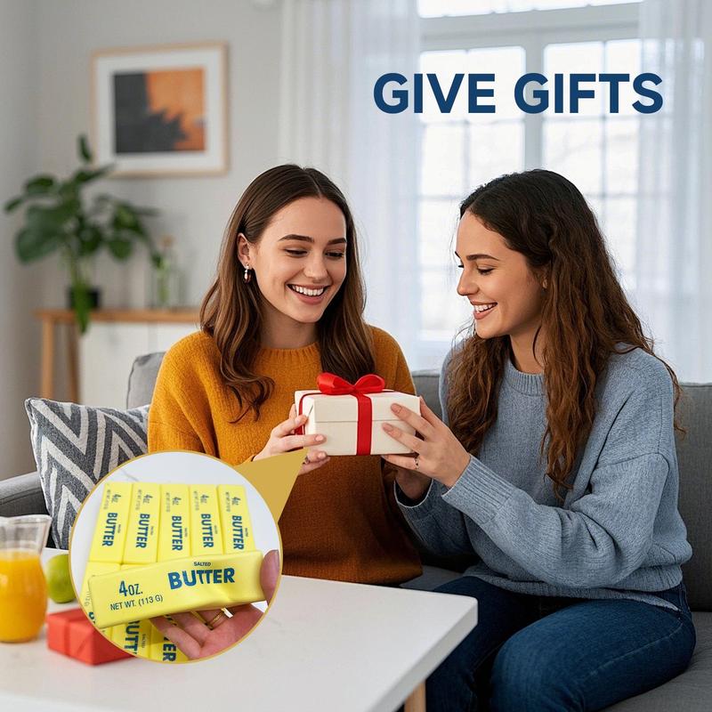 1Pc Squeeze Butter Squishy Toy, PU Material Butter Stick Slow Rising Squeeze Food Fidget Toy for Office School Stress Relief Fidgeting (Light Yellow)