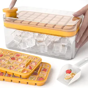Ice Cube Tray with Lid and Bin, 64 Pcs Ice Cube Trays for Freezer, Tiny Ice Cube Maker Molds for Chilling Drinks Coffee Juice Cocktail, BPA Free