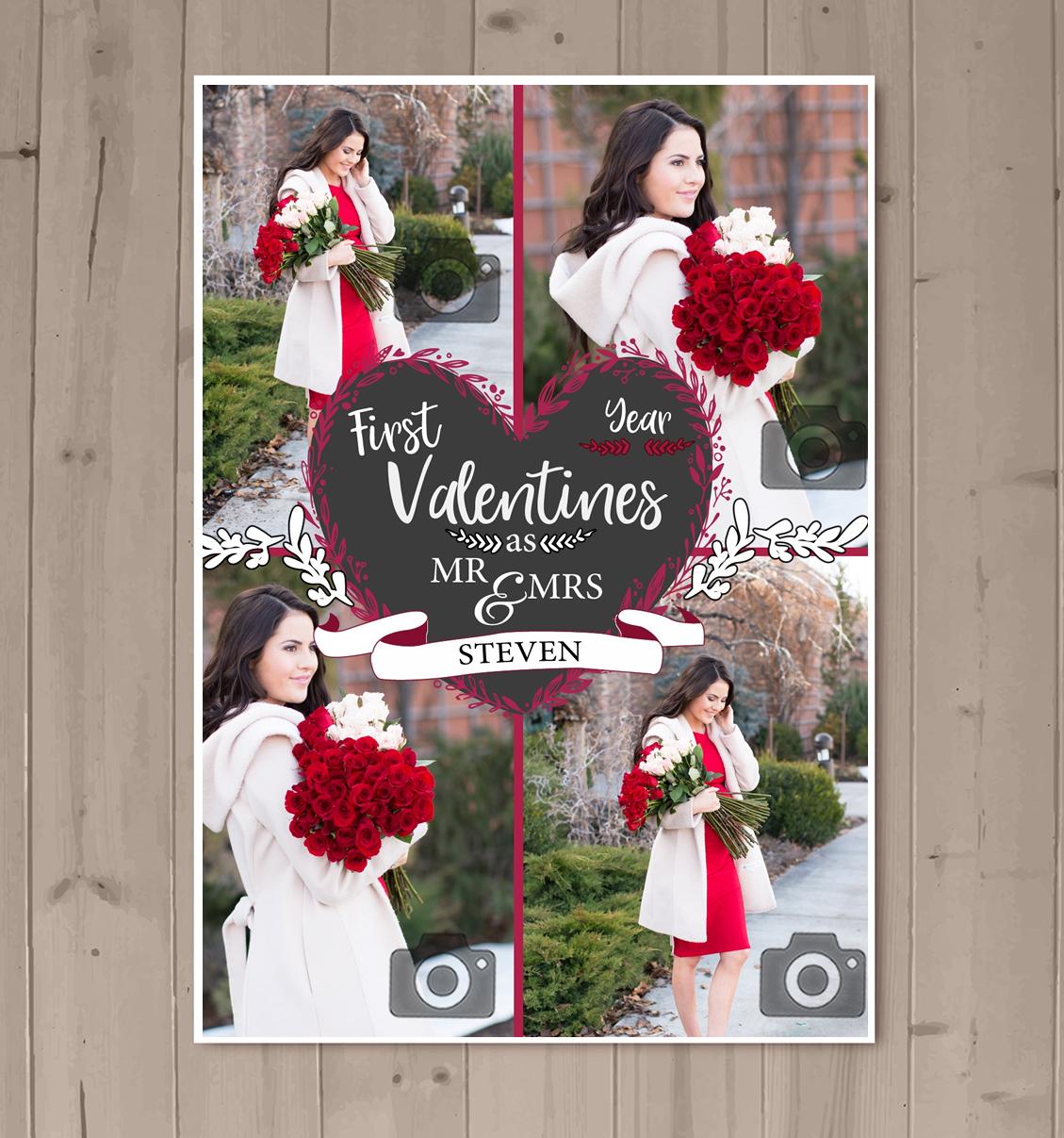 Custom 1st Anniversary Photo Collage Frame – Personalized Mr. & Mrs. Gift for Couple | 8x10 Black or White Frame & Print Options