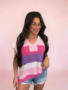 Blushline Notch V‑Neck Knit Top