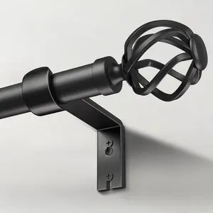 Curtain Rods for Windows 66 to 120, 1 Inch Adjustable Decorative Long Black Curtain Rod with Twisted Cage End, Modern Heavy Duty Outdoor Drapery Rods for Patio, Telescoping Splicing, Size 32"-120"