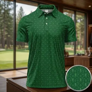 [Polo Shirt 2026]  Men’s Green Bigfoot Golf Polo Shirt, Funny Sasquatch Print Short Sleeve Performance Polo, Outdoor Golfer Gift, Casual Athletic Sportswear