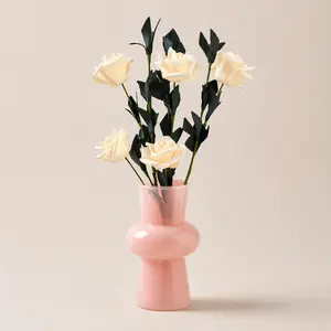 3 PCS  13–15Flower Heads Artificial Champagne Rose Flowers for Home Decor Realistic Fake Rose Bouquet with Flexible Stems Perfect for Any Room