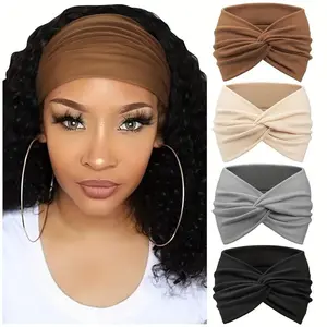 Solid Color Wide Band Hairbands High Stretch SweatAbsorbing Hair Band Fashion Hair Accessories for Women &Girls in Multiple Colors