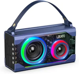 LEKATO Pro Wireless Speaker with Rich Bass, 25W HD Stereo Sound, Portable Bluetooth Speaker, 12H+ Playtime, Loud Speaker Mixed RGB Light, Waterproof Speaker Gifts for Home Party Outdoor, Music Lover Singer Songer Writer Guitar Piano Player Relax Gift