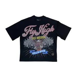 RK1481987 - Fly High Bag Mission Rhinestone Boxy Graphic T-Shirt