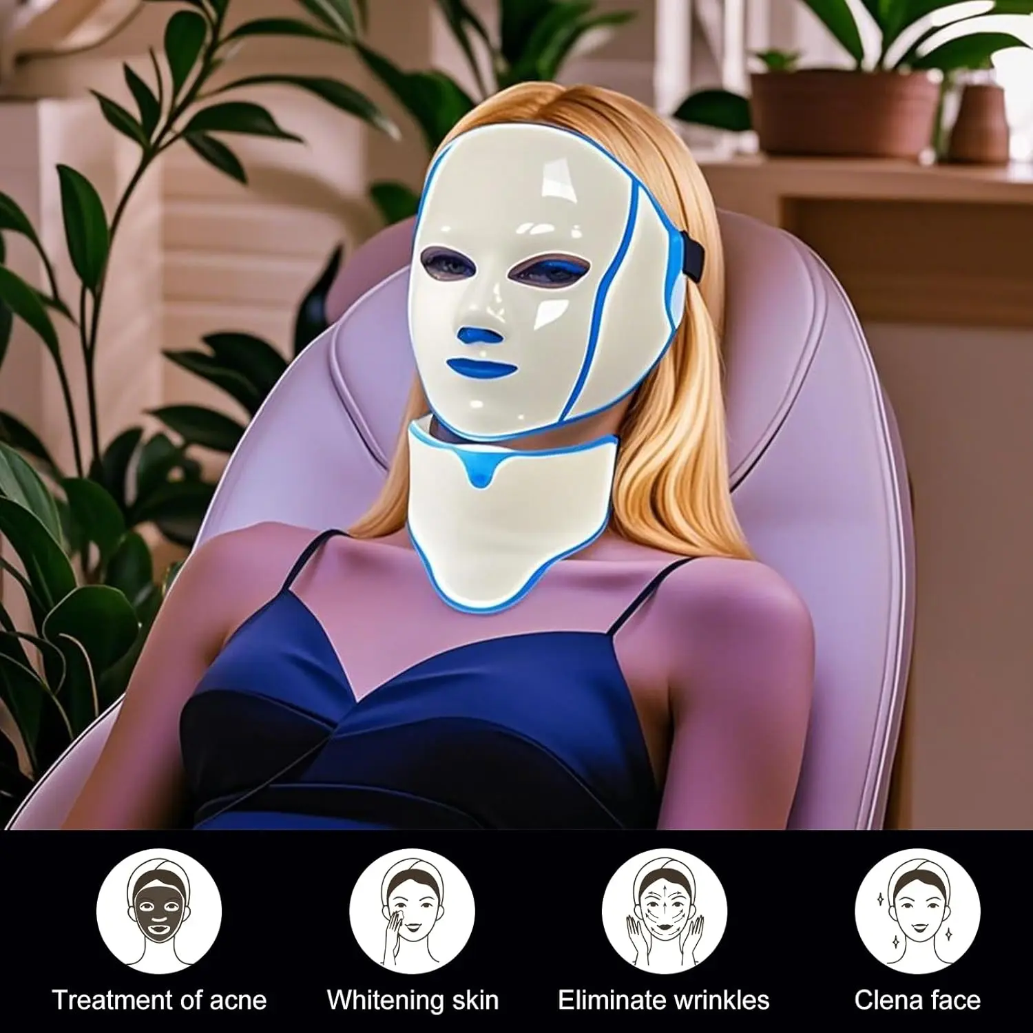 AYYHG 7-Color LED Light Therapy Mask - Comfortable Fit Multifunctional Home Facial Beauty Device, Unisex Beauty Products for Red Light Therapy, Firming/Lifting, Anti-Wrinkle, Skin Repair, Jawline Shaping, Blemish Treatment (All Skin Types)