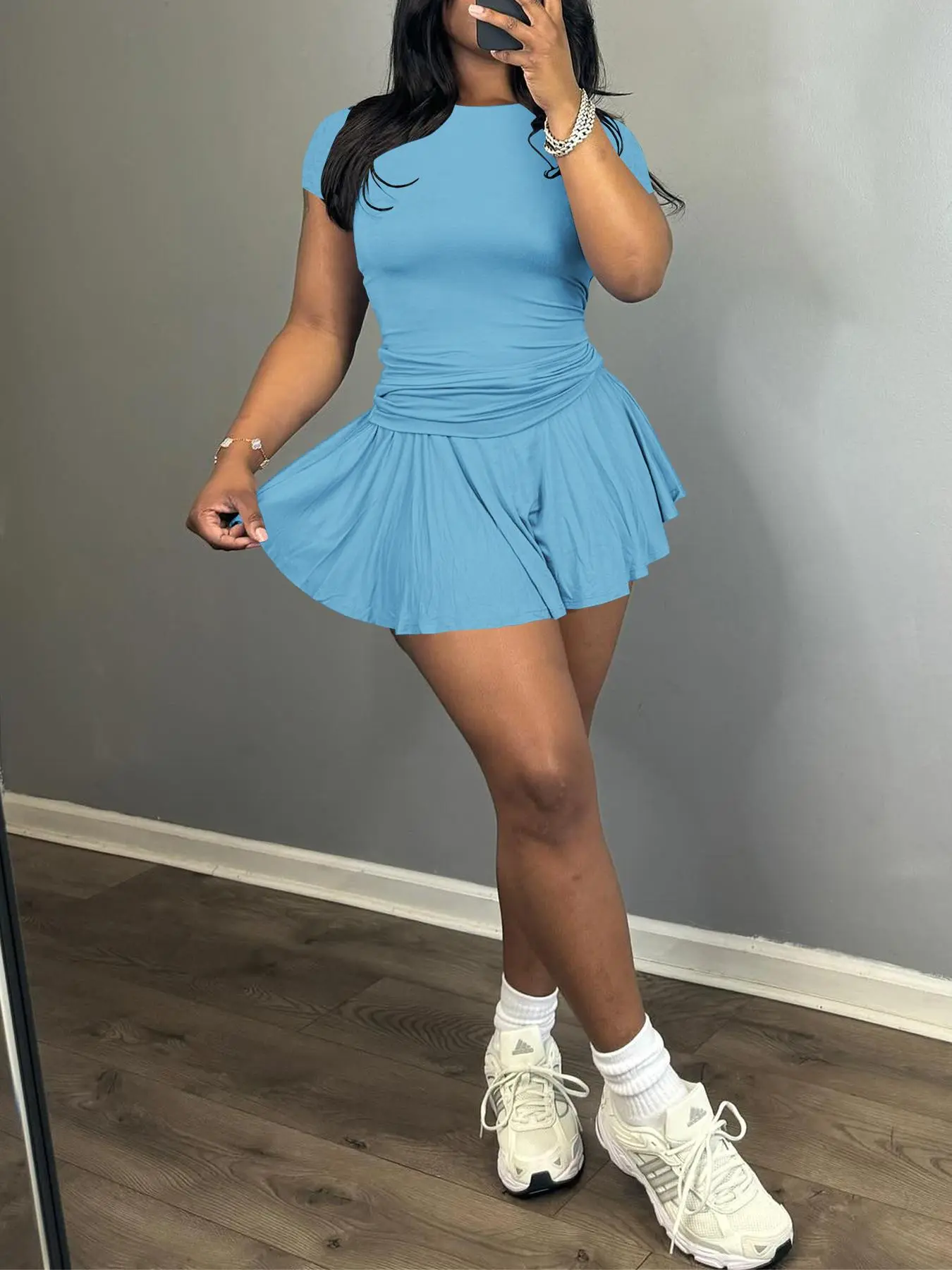 Women's Spring Summer Fashion Casual Sporty Sexy Plain Two-Piece Short  Skirt Set, Activewear Clothing, Summer Athletic Wear, Summer Sports Clothes,  Sportswear Clothing, Fitness Outfits, Fitted Style, Perfect for Daily Wear  - TikTok