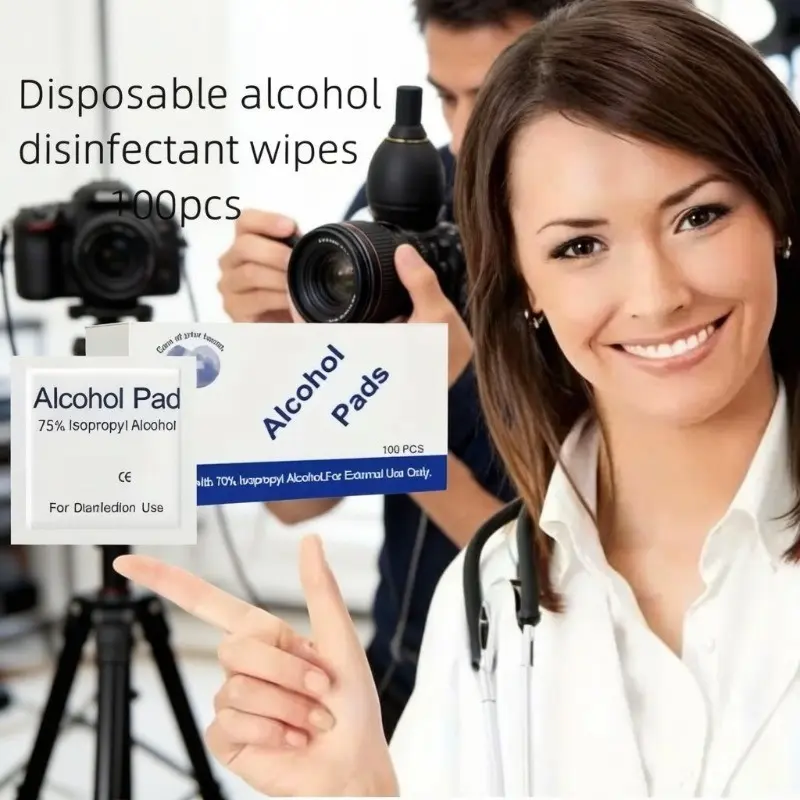 Camera Lens Alcohol Wipes, Disposable 75% Alcohol Cotton Pads Individually Packaged, Non-woven Material Does Not Damage Lenses or Caue Scratches. Suitable for Multiple Uses: Digital Cameras, Mobile Phone Screens, Computer Mice and Keyboards, Nail Art