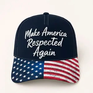 ChazzMoni Apparel Make America Respected Again Hat with American Flag Design Adjustable Snapback Cap Dome Mesh for Adults Comfortable Breathable Durability Unisex Black Knit Cotton Fabric