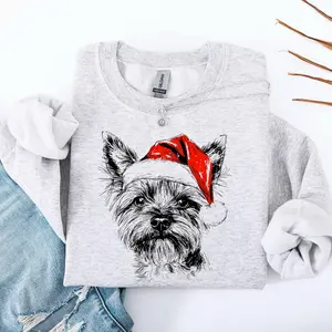 Yorkie, Santa, Yorkshire Terrier Dog, Christmas, Dog Lover, Pet Gildan Sweatshirt/Hoodie/T-Shirt Gift Unisex, for Men Women, Crewneck, Sweater, Cute, Xmas, Adorable 52U