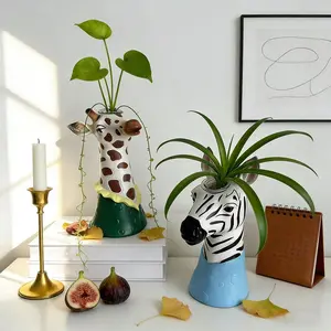 Nordic style zebra and giraffe vase - tabletop decoration for the living room, adding an elegant touch.