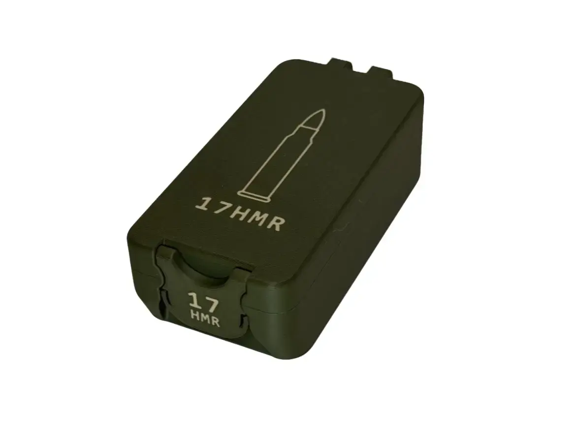17HMR Ammo Case 120 Rounds Compact Locking Storage for Range Days 3D Printed Durable Secure Closure Easy Access Transport