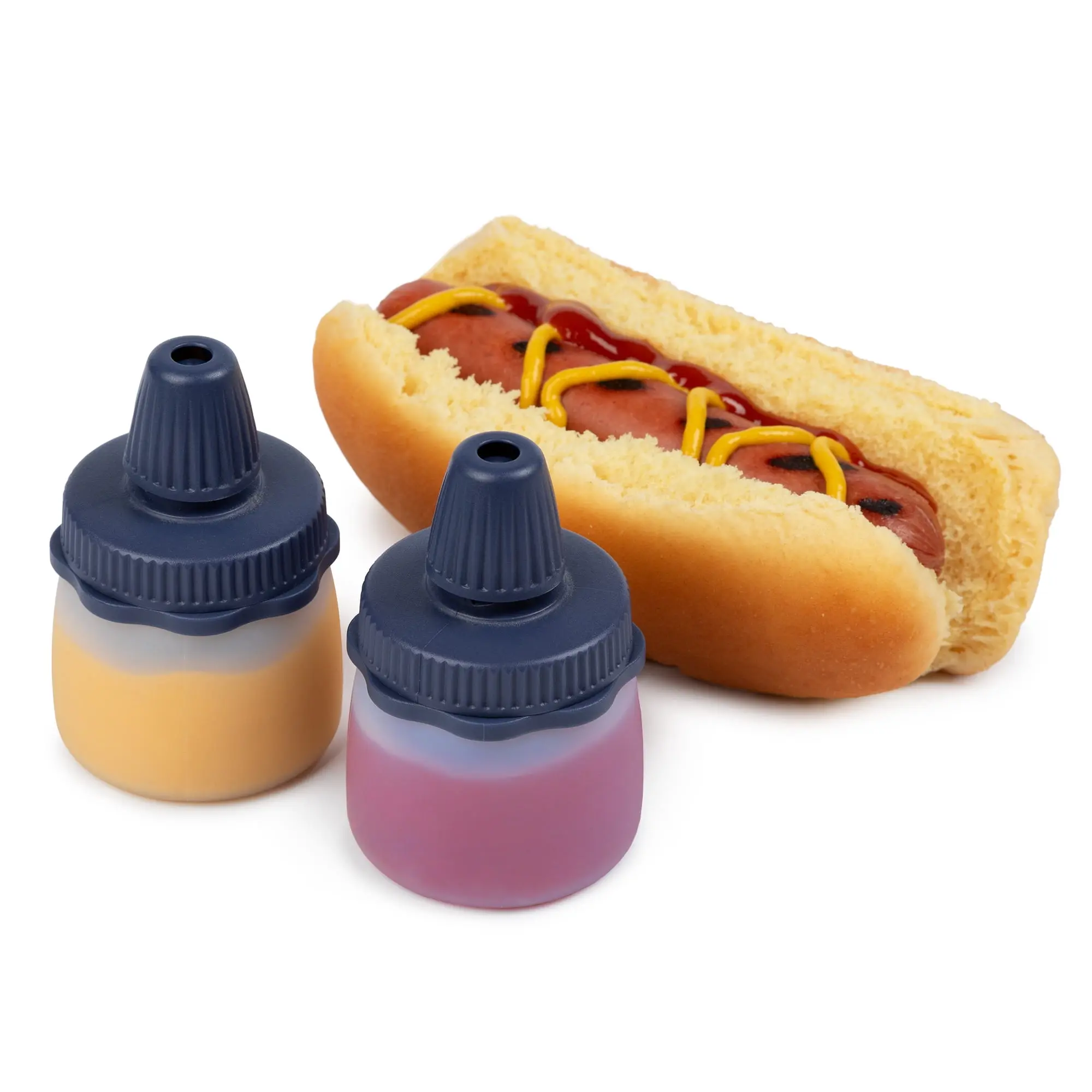 Mini Squeeze Bottles, 2 Pack, Leak-Proof Condiment Bottles for School Lunches & Picnics, Blue